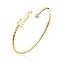 18k Gold Plated Mum Cuff Bangle Created with Zircondia® Crystals