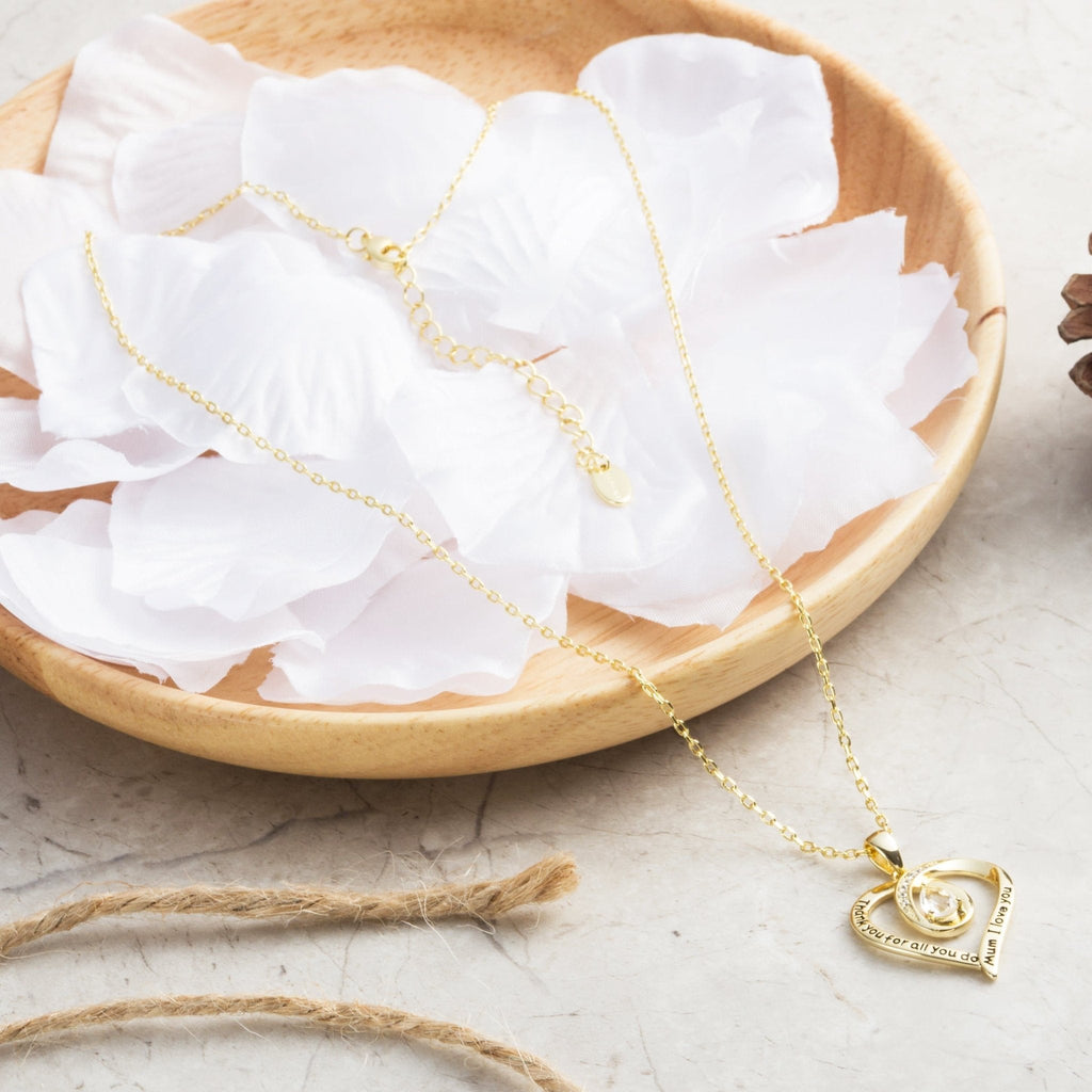 18k Gold Plated Mum I Love You Quote Necklace Created with Zircondia® Crystals