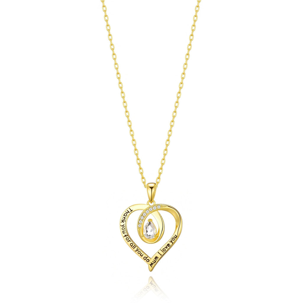 18k Gold Plated Mum I Love You Quote Necklace Created with Zircondia® Crystals
