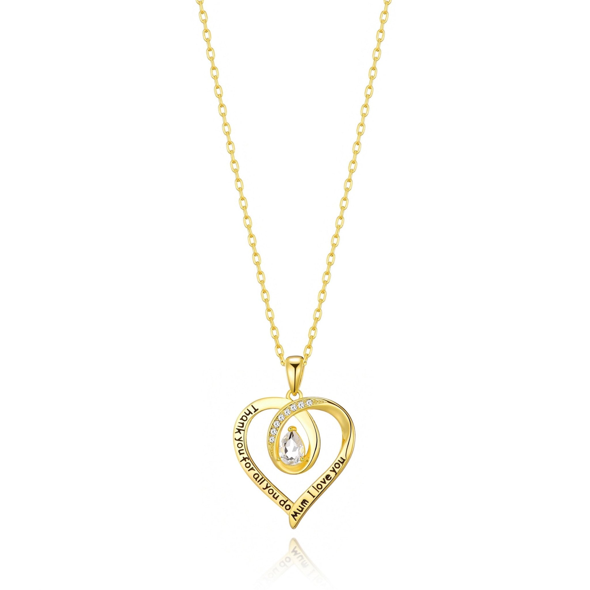 18k Gold Plated Mum I Love You Quote Necklace Created with Zircondia® Crystals