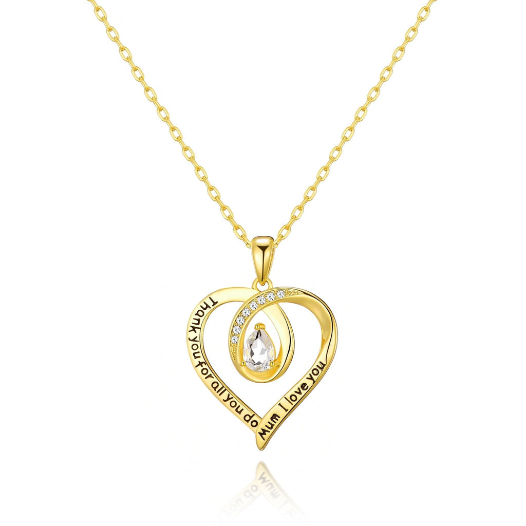 18k Gold Plated Mum I Love You Quote Necklace Created with Zircondia® Crystals