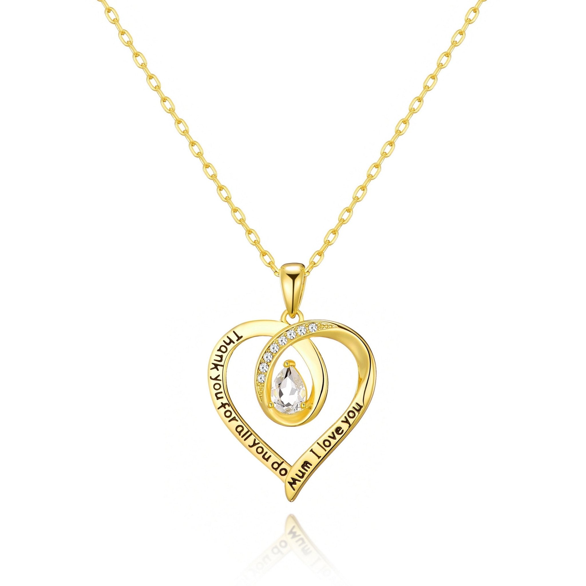 18k Gold Plated Mum I Love You Quote Necklace Created with Zircondia® Crystals