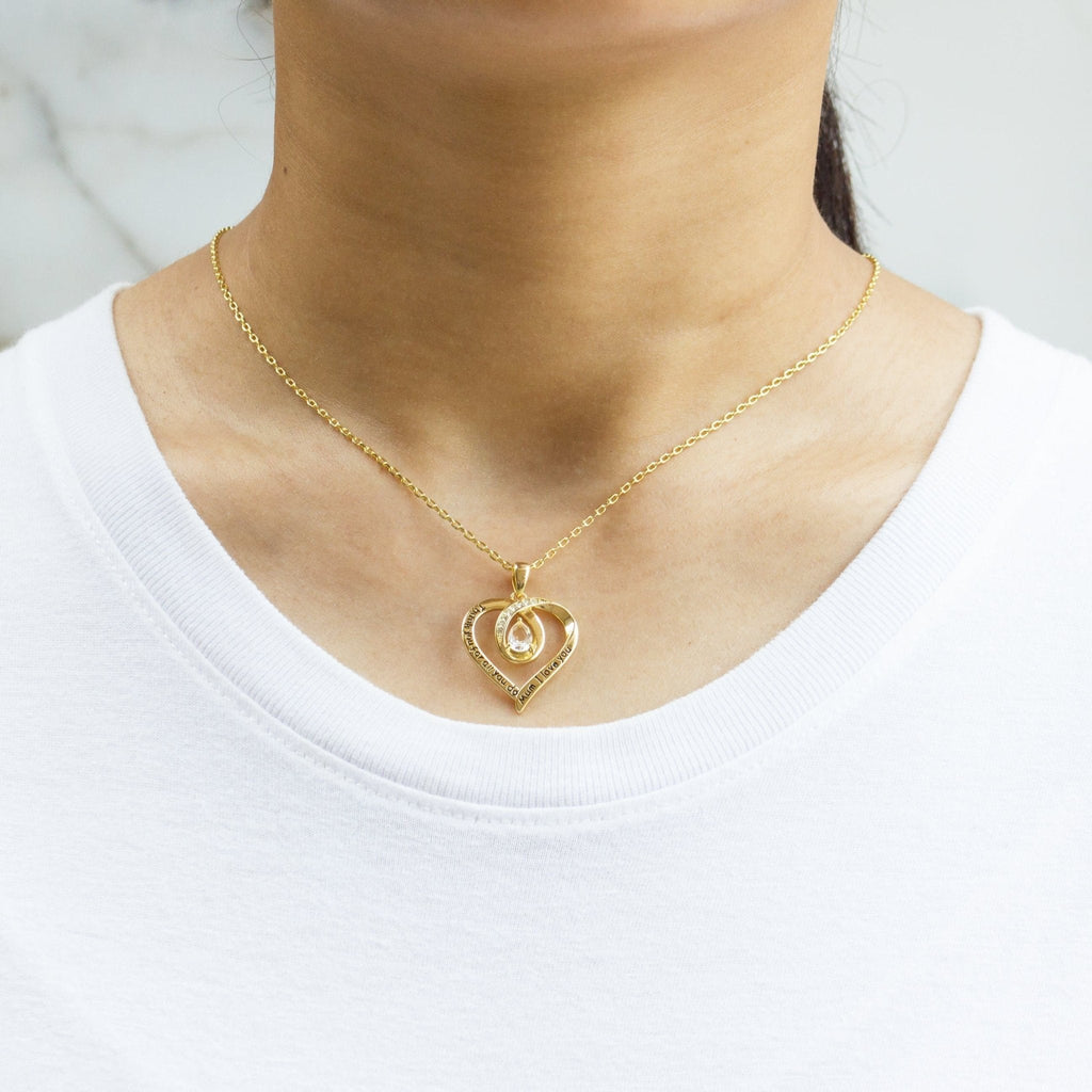 18k Gold Plated Mum I Love You Quote Necklace Created with Zircondia® Crystals
