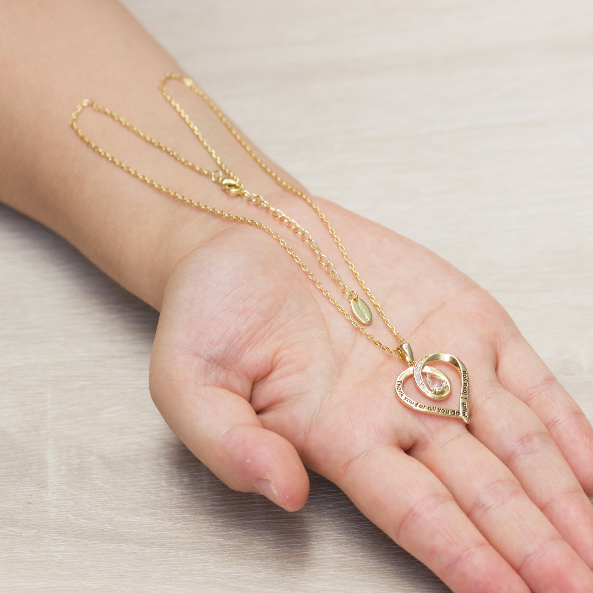 18k Gold Plated Mum I Love You Quote Necklace Created with Zircondia® Crystals