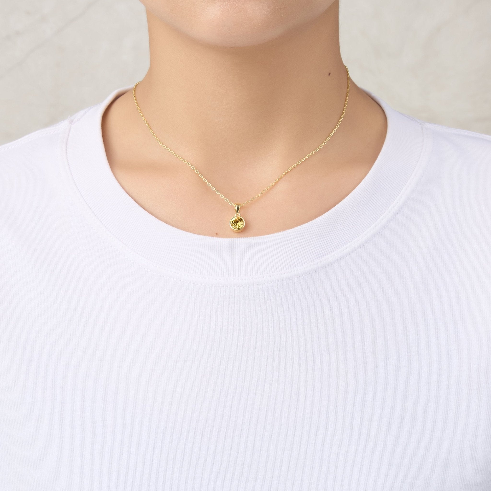 18k Gold Plated November (Topaz) Birthstone Necklace Created with Zircondia® Crystals