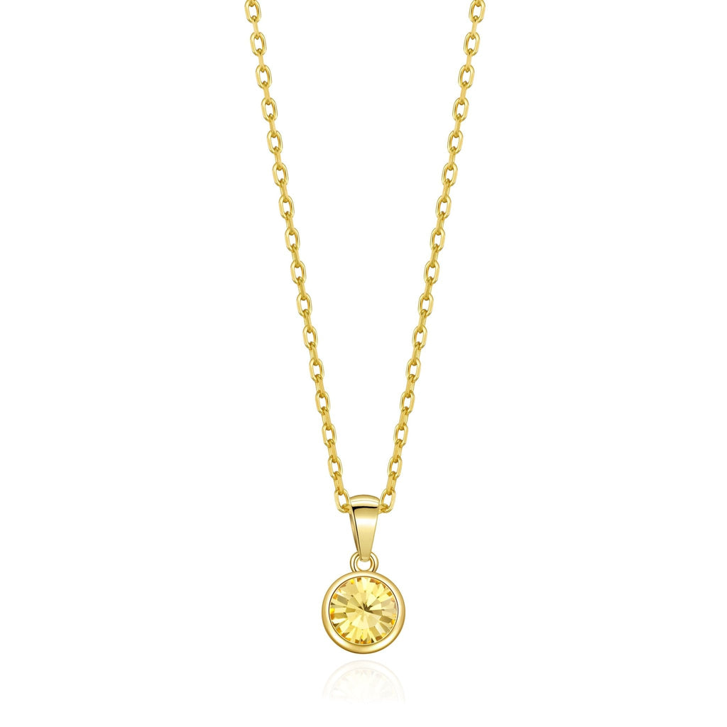 18k Gold Plated November (Topaz) Birthstone Necklace Created with Zircondia® Crystals