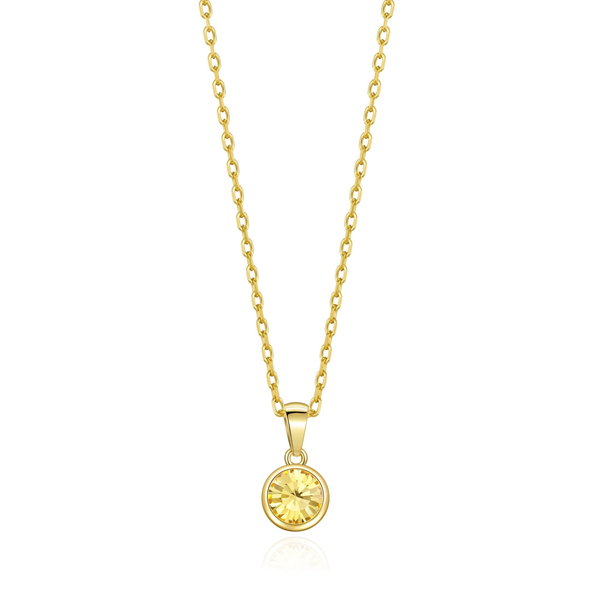 18k Gold Plated November (Topaz) Birthstone Necklace Created with Zircondia® Crystals