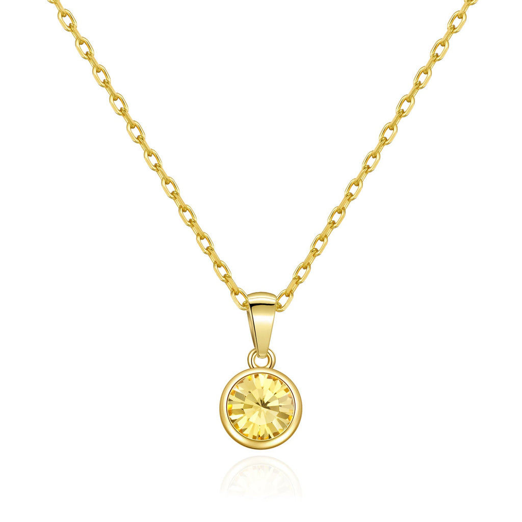 18k Gold Plated November (Topaz) Birthstone Necklace Created with Zircondia® Crystals