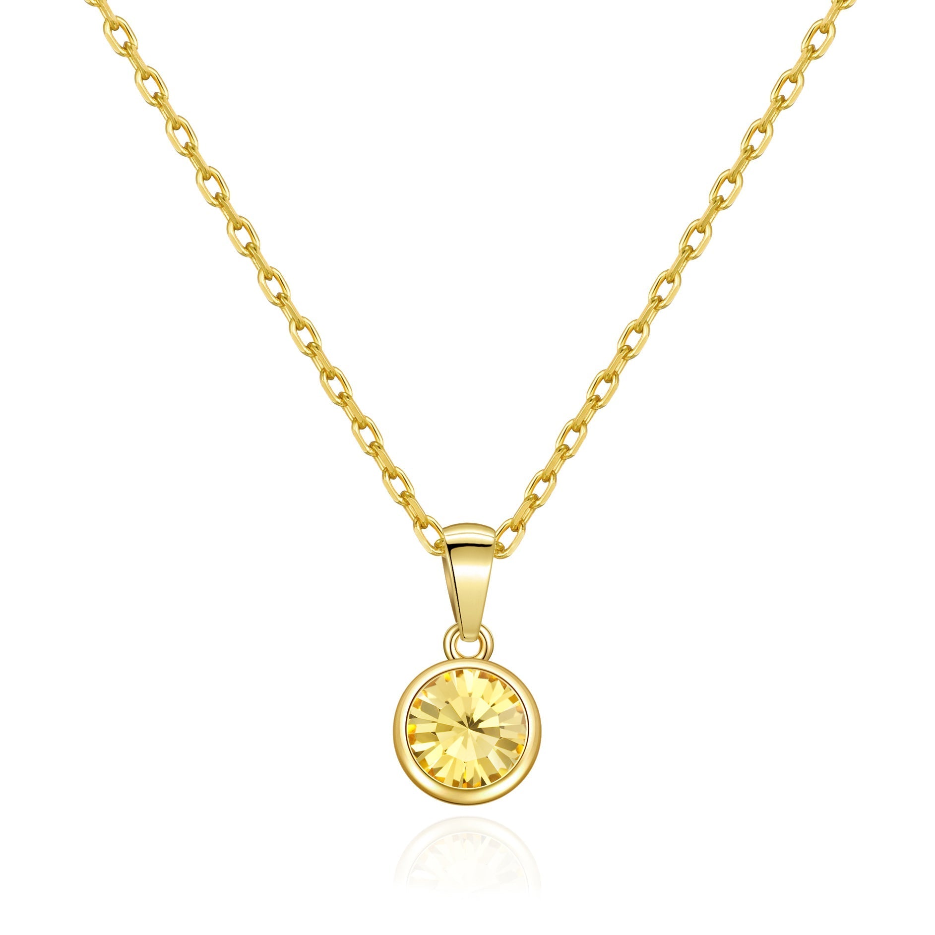 18k Gold Plated November (Topaz) Birthstone Necklace Created with Zircondia® Crystals