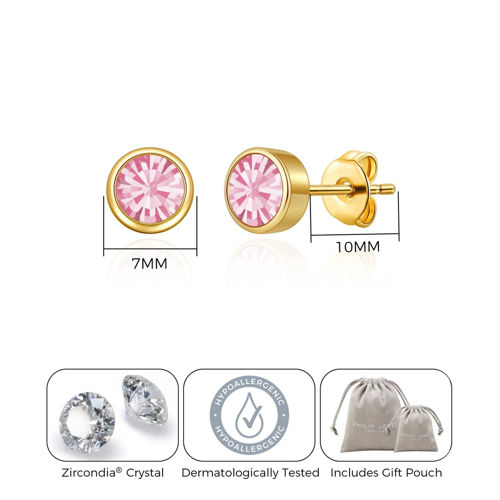 18k Gold Plated October (Tourmaline) Birthstone Earrings Created with Zircondia® Crystals