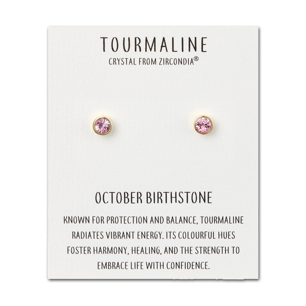 18k Gold Plated October (Tourmaline) Birthstone Earrings Created with Zircondia® Crystals