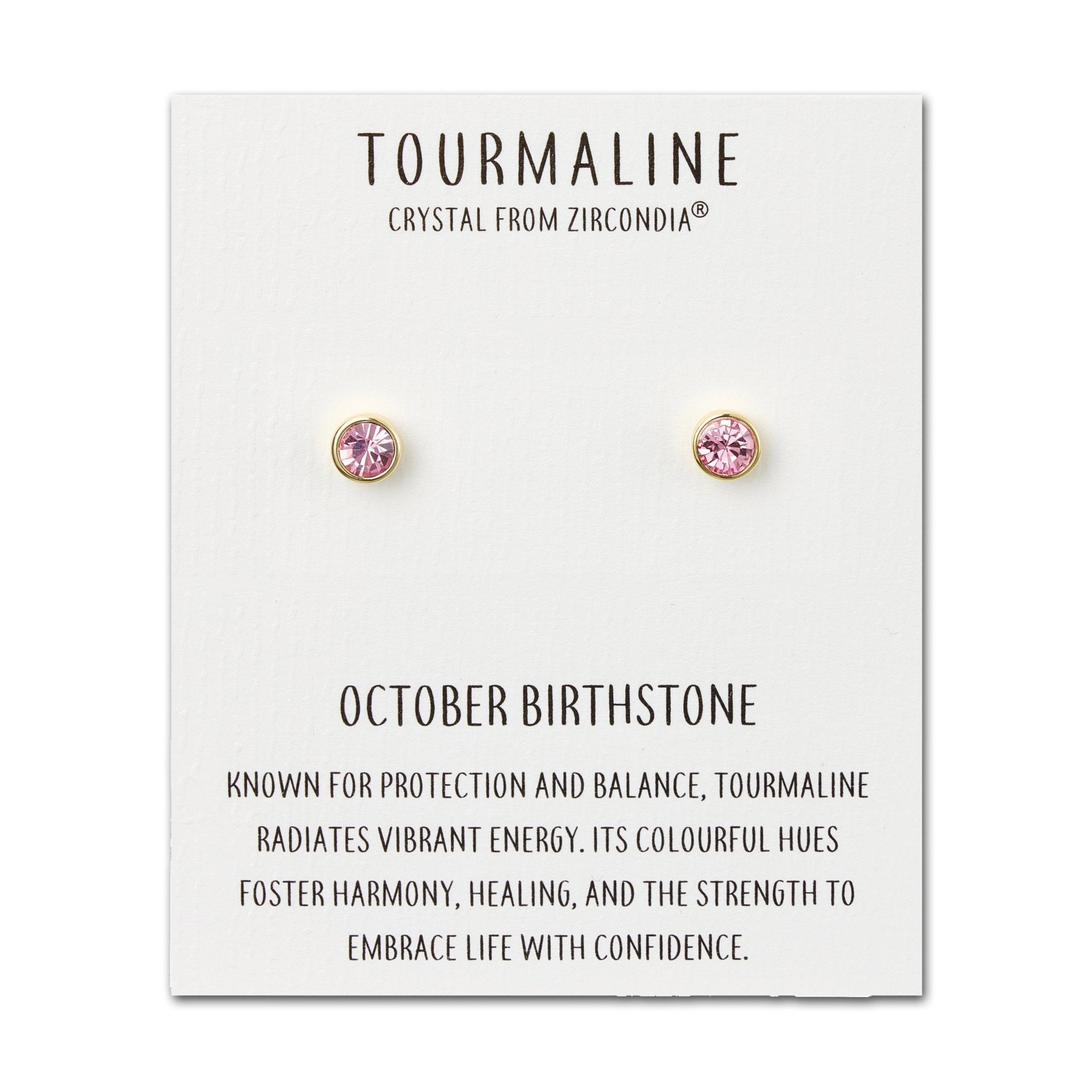 18k Gold Plated October (Tourmaline) Birthstone Earrings Created with Zircondia® Crystals