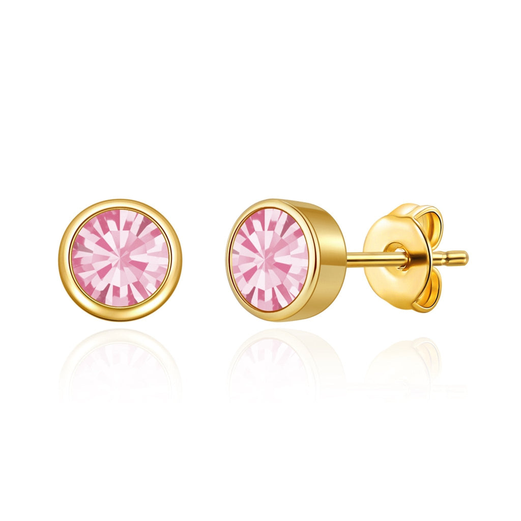 18k Gold Plated October (Tourmaline) Birthstone Earrings Created with Zircondia® Crystals
