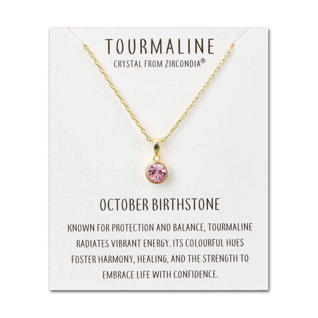 18k Gold Plated October (Tourmaline) Birthstone Necklace Created with Zircondia® Crystals