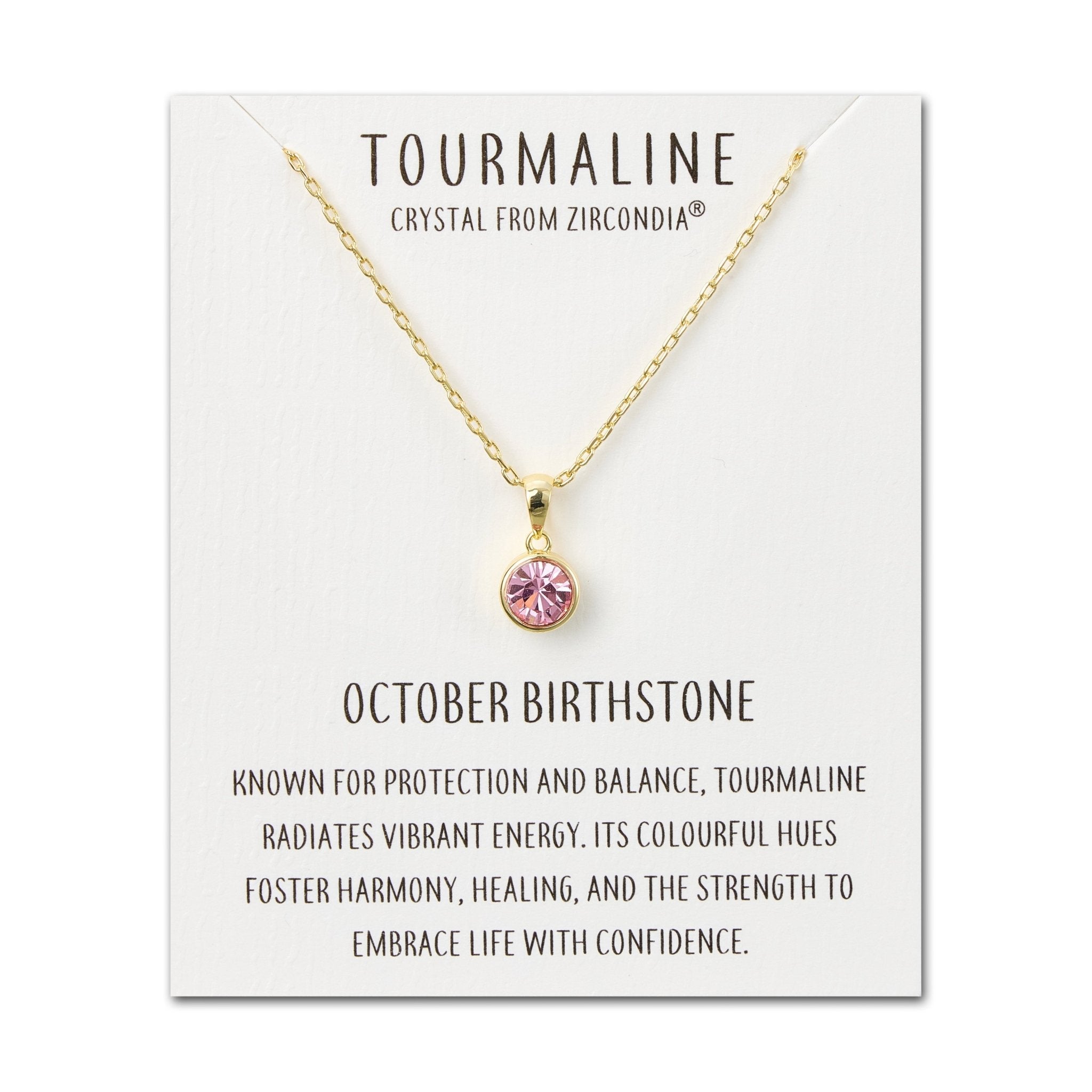 18k Gold Plated October (Tourmaline) Birthstone Necklace Created with Zircondia® Crystals