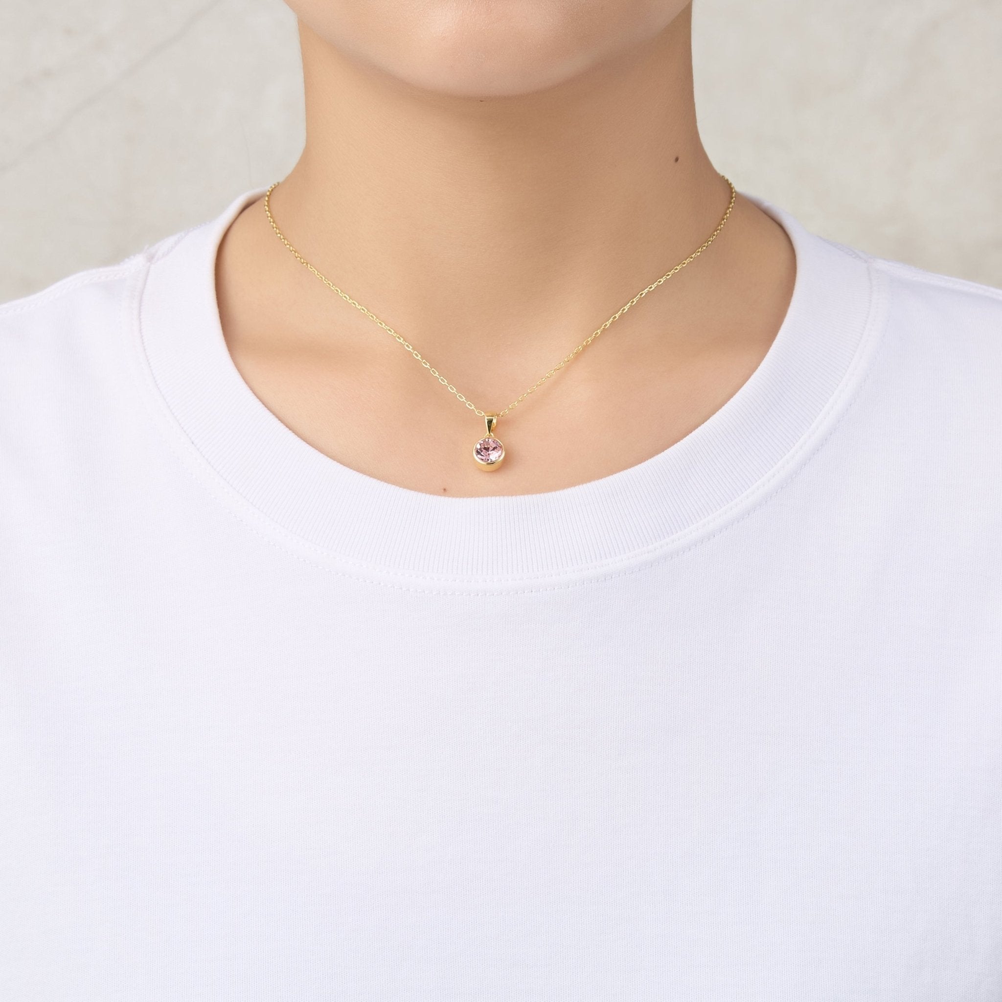 18k Gold Plated October (Tourmaline) Birthstone Necklace Created with Zircondia® Crystals