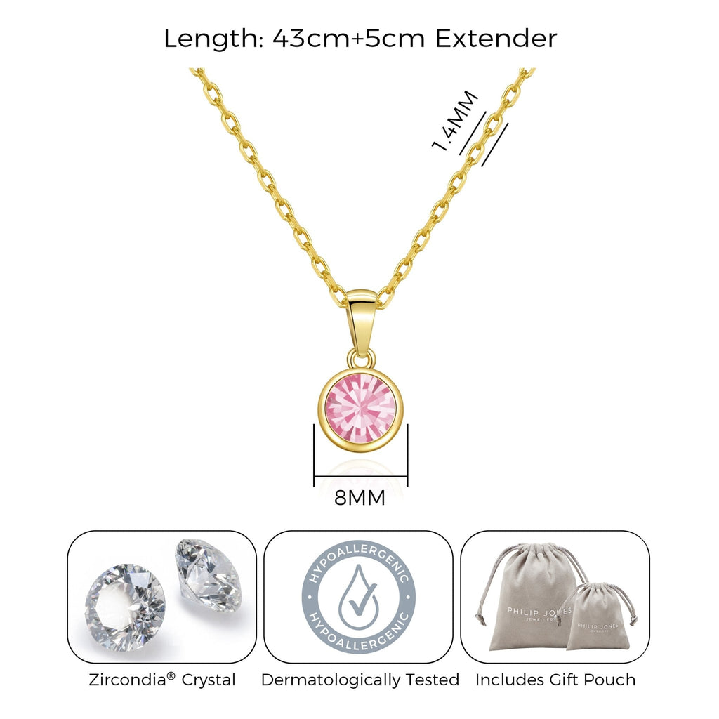 18k Gold Plated October (Tourmaline) Birthstone Necklace Created with Zircondia® Crystals