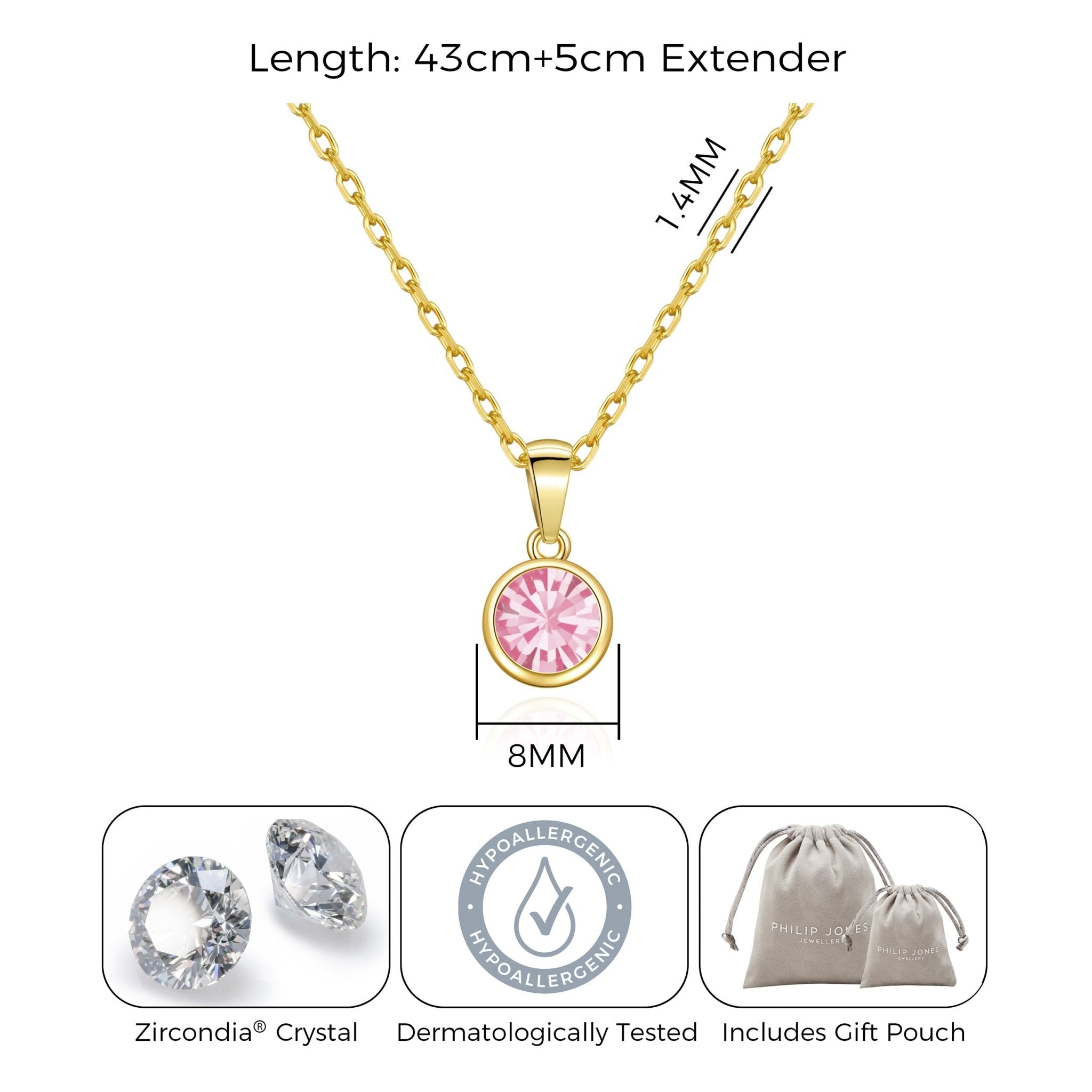 18k Gold Plated October (Tourmaline) Birthstone Necklace Created with Zircondia® Crystals