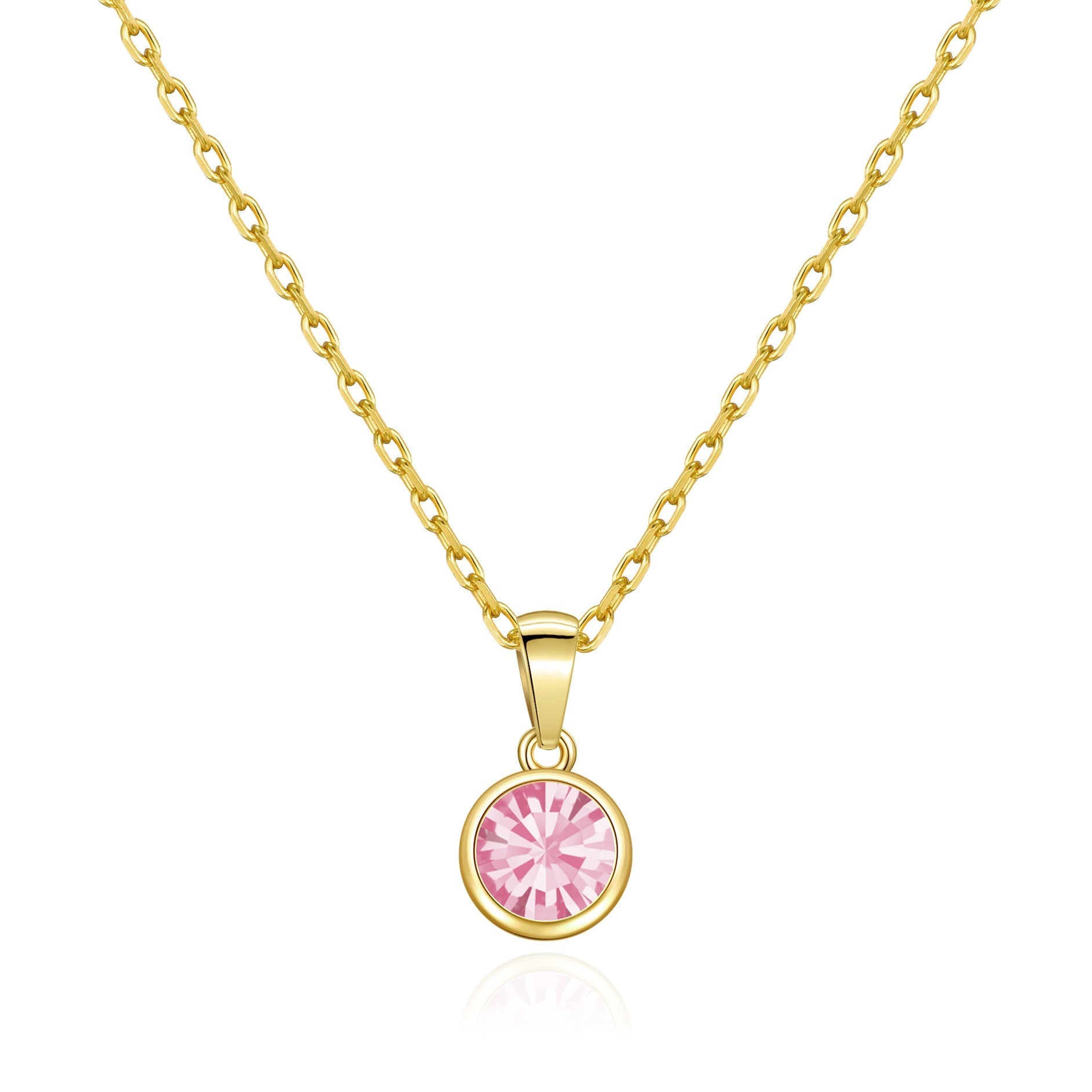 18k Gold Plated October (Tourmaline) Birthstone Necklace Created with Zircondia® Crystals