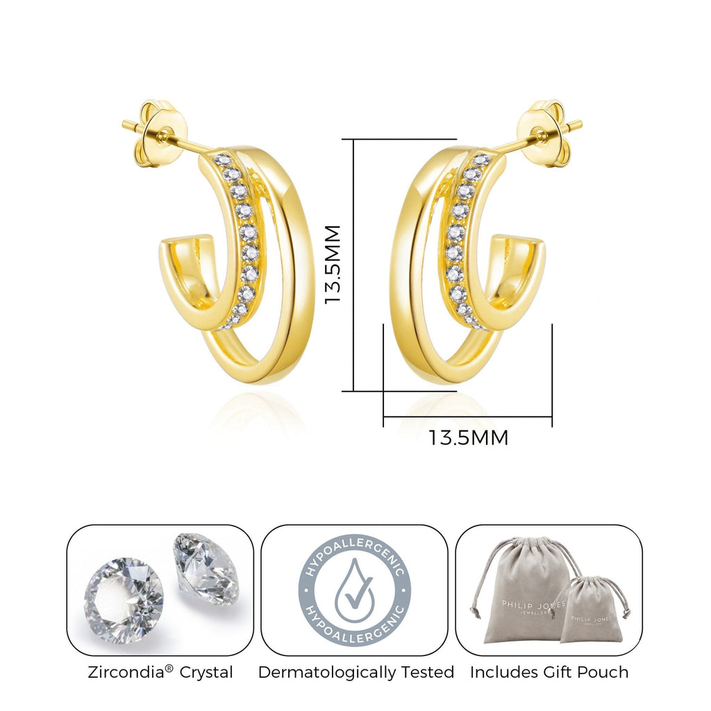 18k Gold Plated Open Double Hoop Earrings Created With Zircondia® Crystals