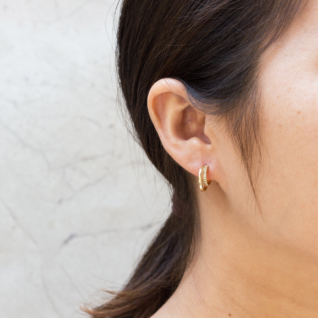18k Gold Plated Open Double Hoop Earrings Created With Zircondia® Crystals
