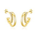 18k Gold Plated Open Double Hoop Earrings Created With Zircondia® Crystals