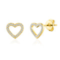 18k Gold Plated Open Heart Earrings Created with Zircondia® Crystals