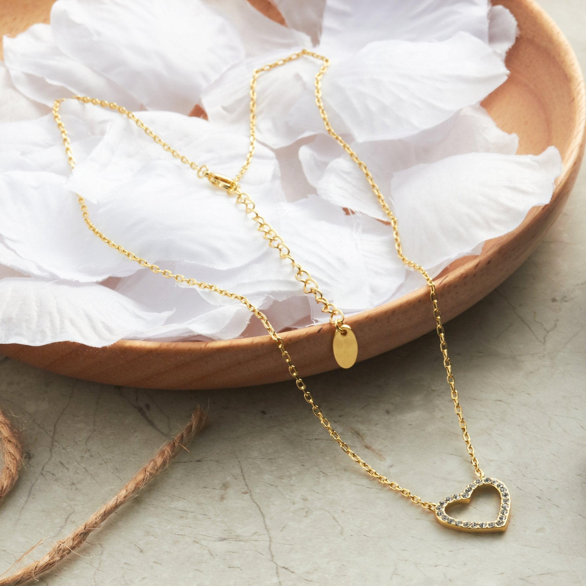 18k Gold Plated Open Heart Necklace Created with Zircondia® Crystals