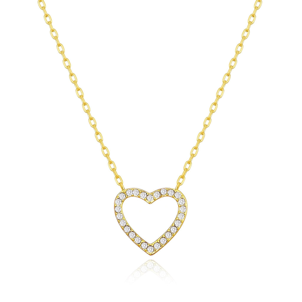18k Gold Plated Open Heart Necklace Created with Zircondia® Crystals
