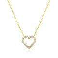 18k Gold Plated Open Heart Necklace Created with Zircondia® Crystals