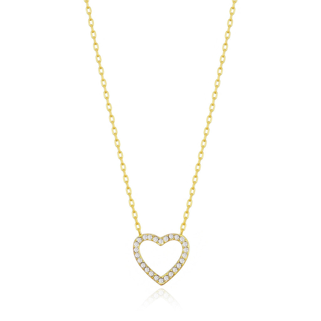 18k Gold Plated Open Heart Necklace Created with Zircondia® Crystals