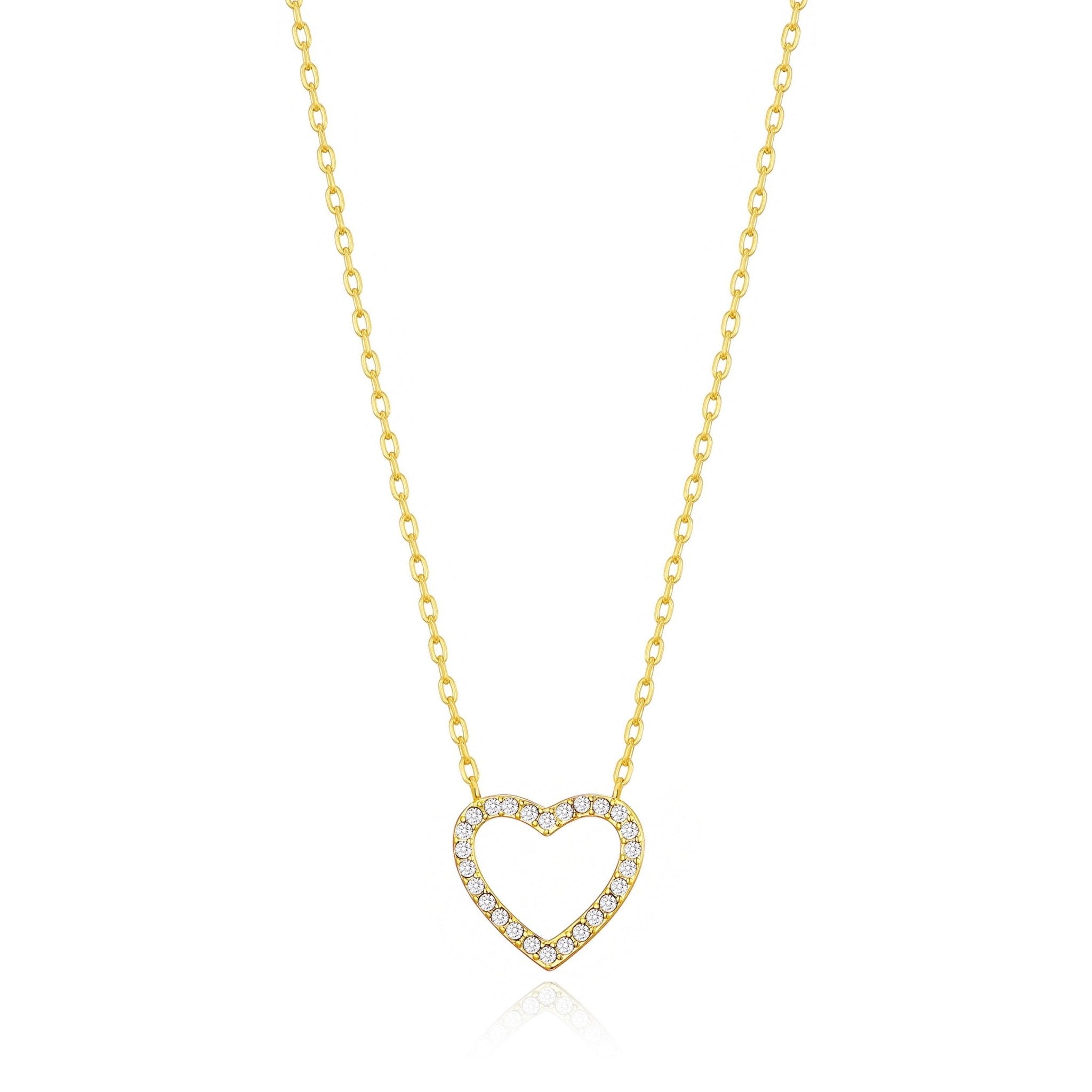 18k Gold Plated Open Heart Necklace Created with Zircondia® Crystals