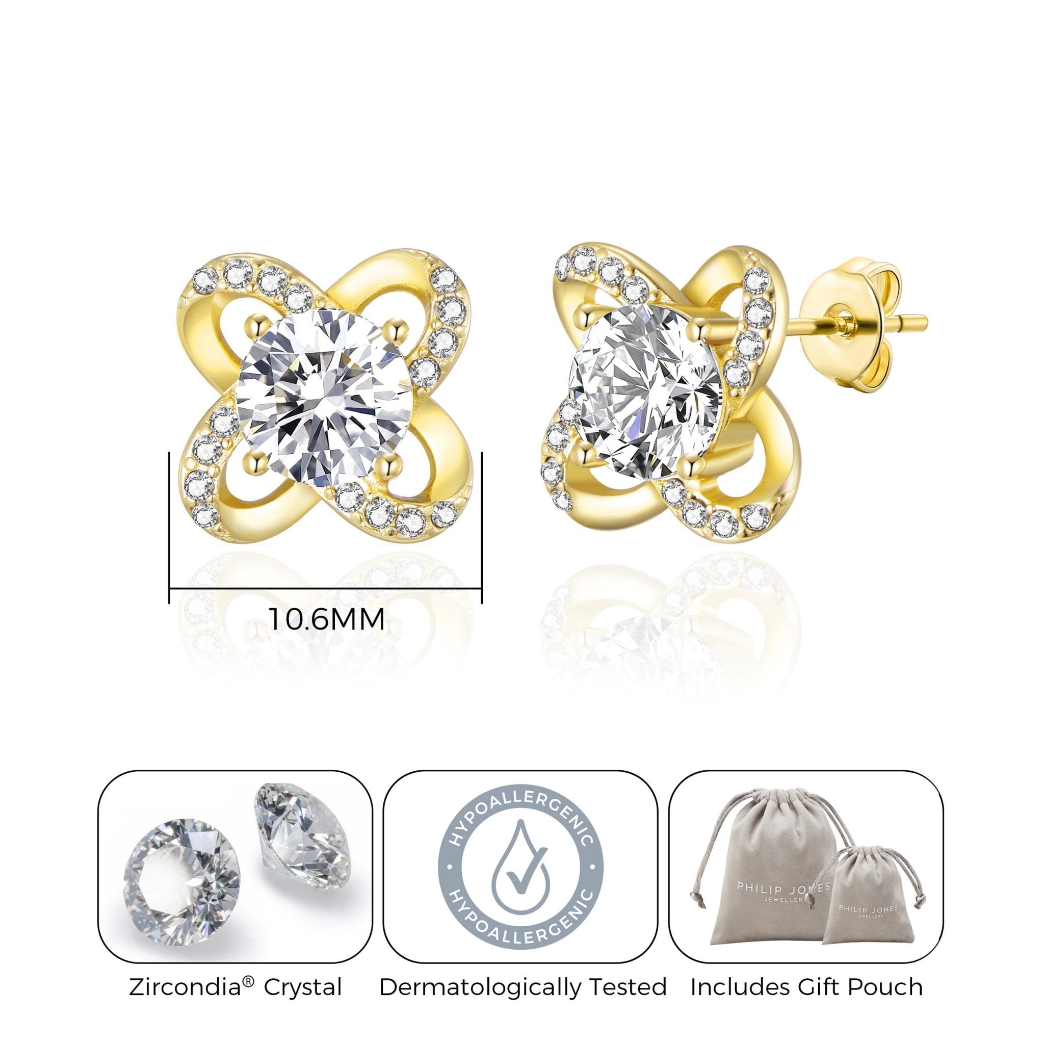 18k Gold Plated Orbit Earrings Created with Zircondia® Crystals