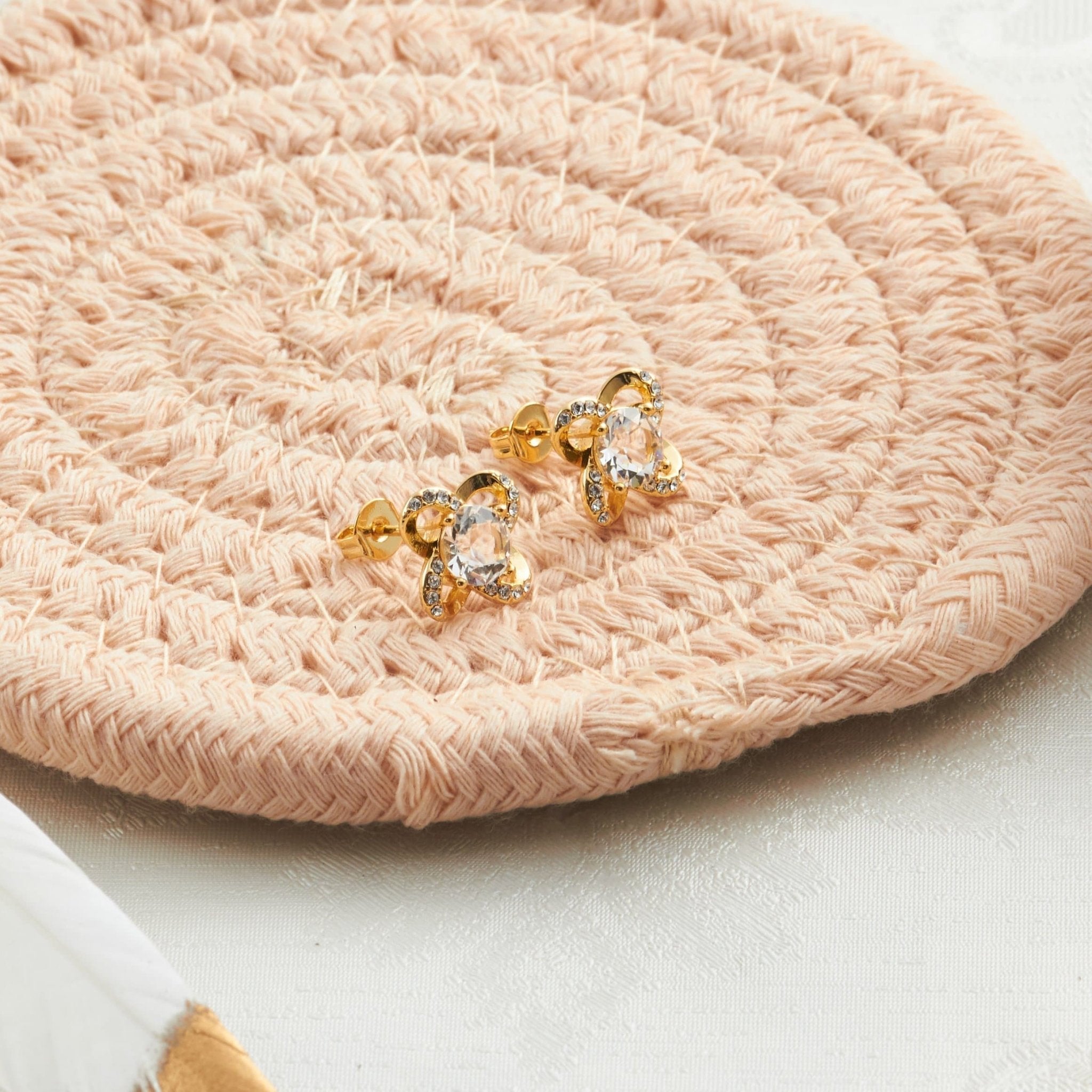 18k Gold Plated Orbit Earrings Created with Zircondia® Crystals