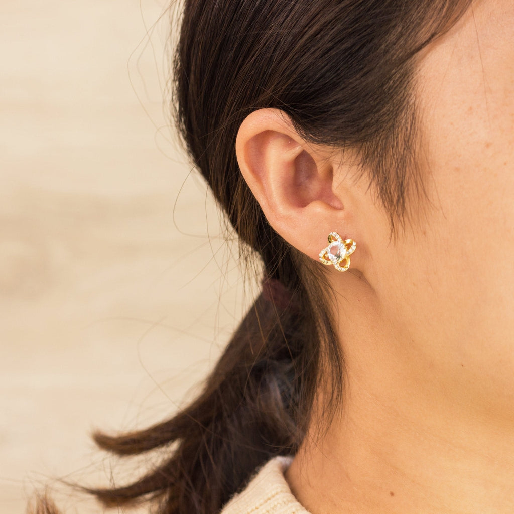 18k Gold Plated Orbit Earrings Created with Zircondia® Crystals