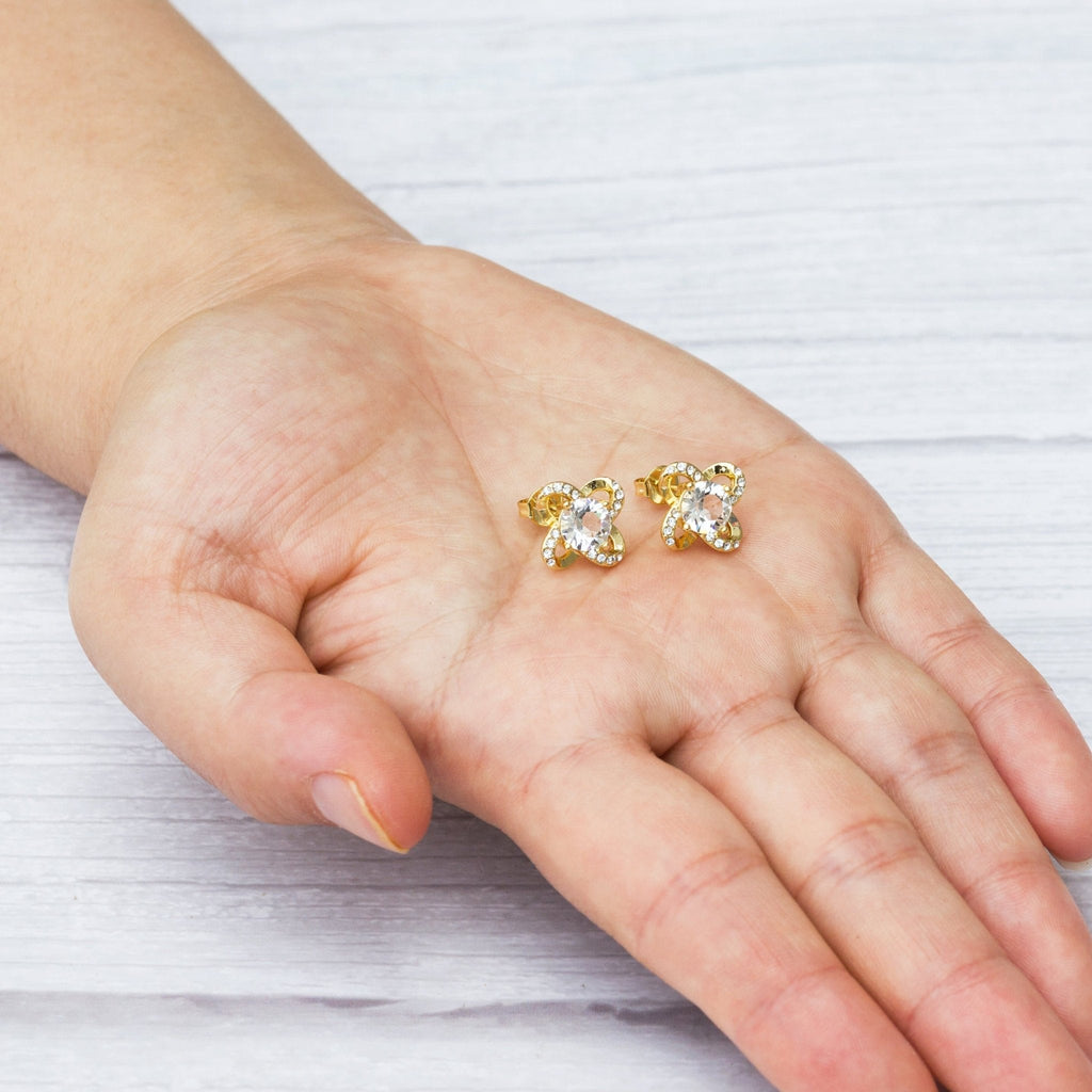 18k Gold Plated Orbit Earrings Created with Zircondia® Crystals