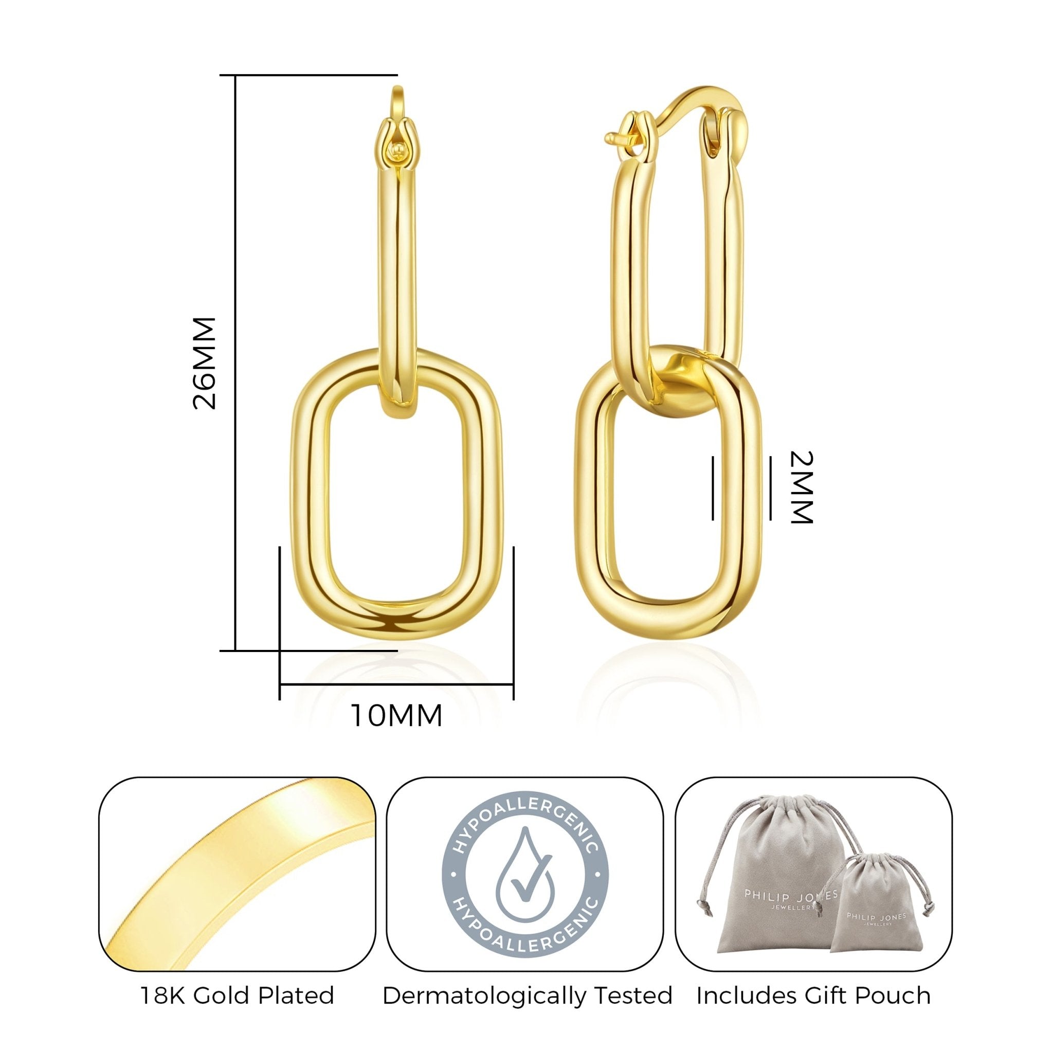 18k Gold Plated Paperclip Earrings