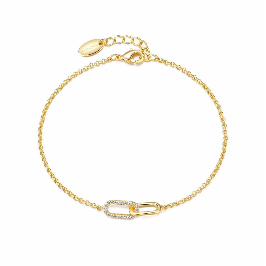18k Gold Plated Paperclip Link Bracelet Created with Zircondia® Crystals