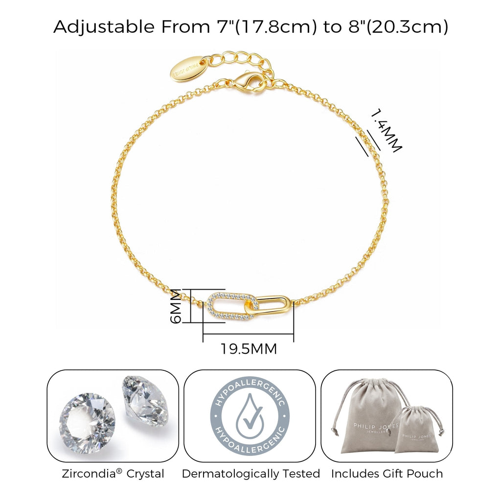 18k Gold Plated Paperclip Link Bracelet Created with Zircondia® Crystals