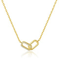 18k Gold Plated Paperclip Link Necklace Created with Zircondia® Crystals