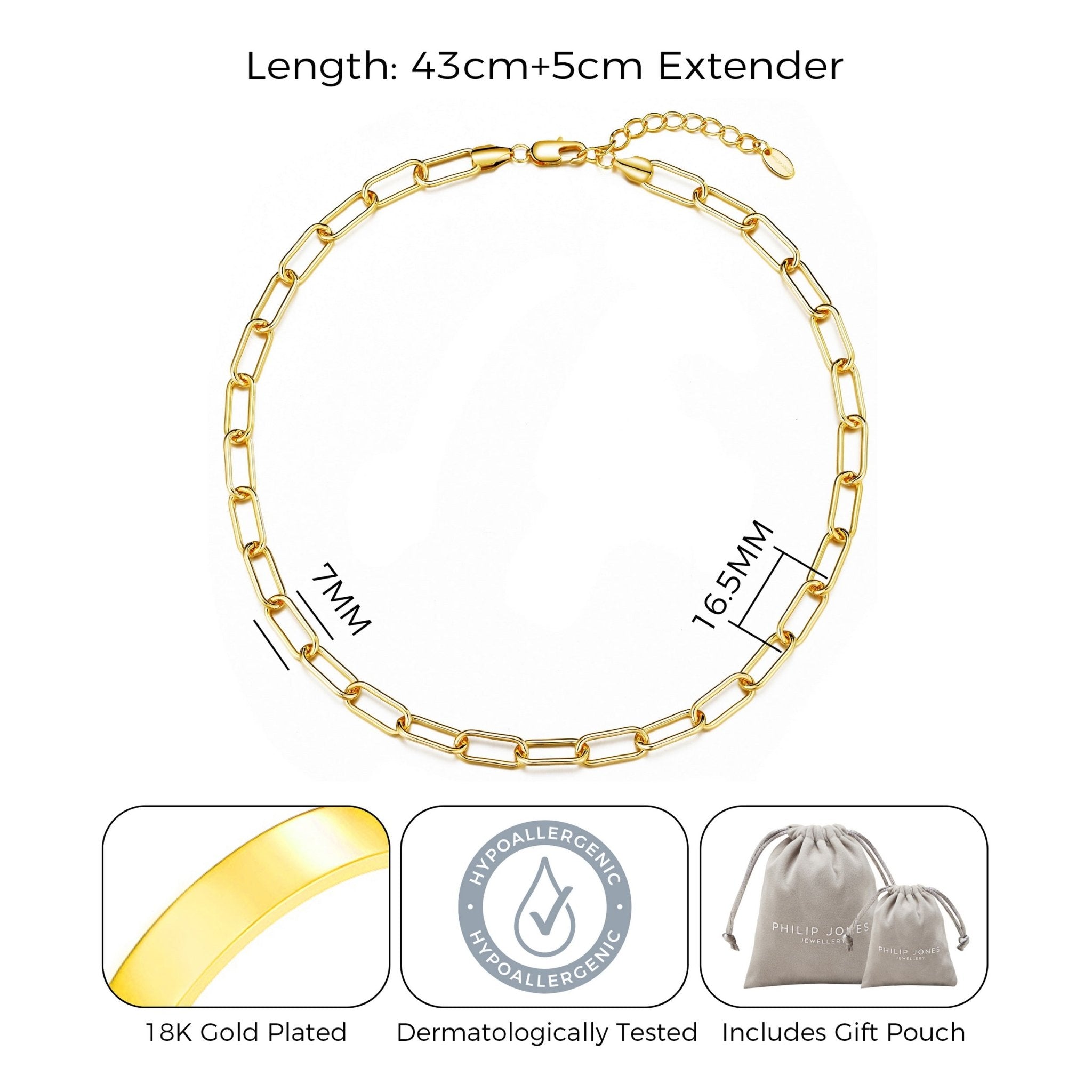 18k Gold Plated Paperclip Necklace