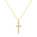 18k Gold Plated Pave Crystal Cross Necklace Created with Zircondia® Crystals