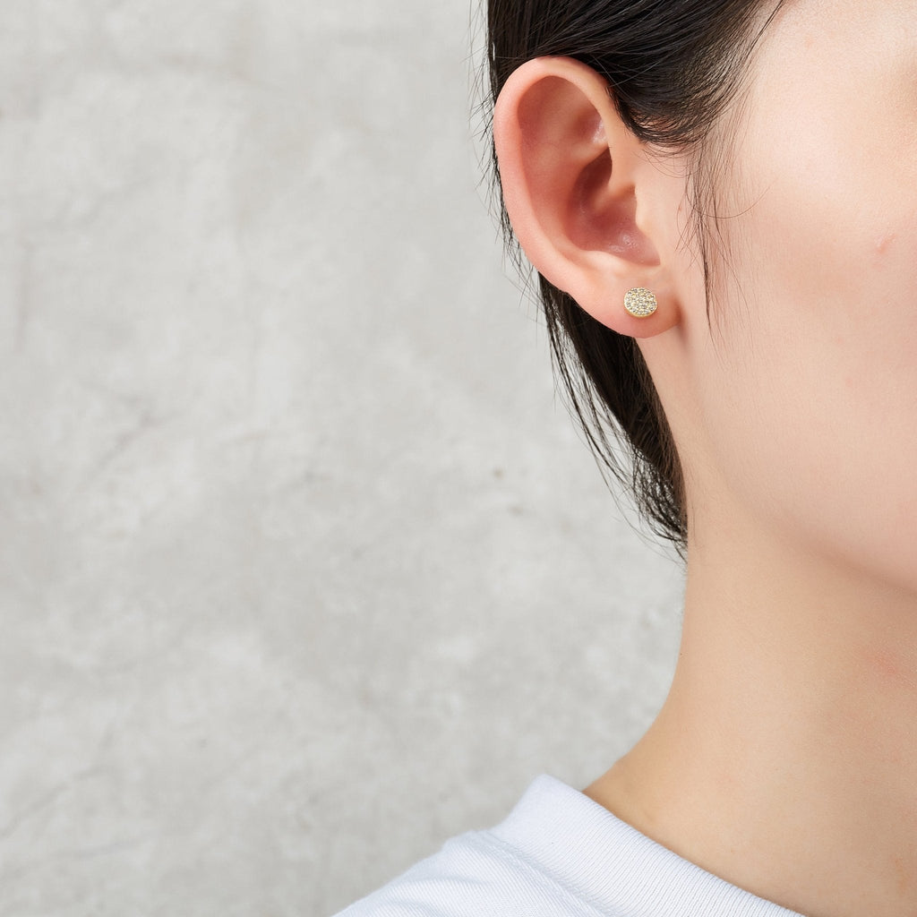 18k Gold Plated Pave Round Earrings Created with Zircondia® Crystals