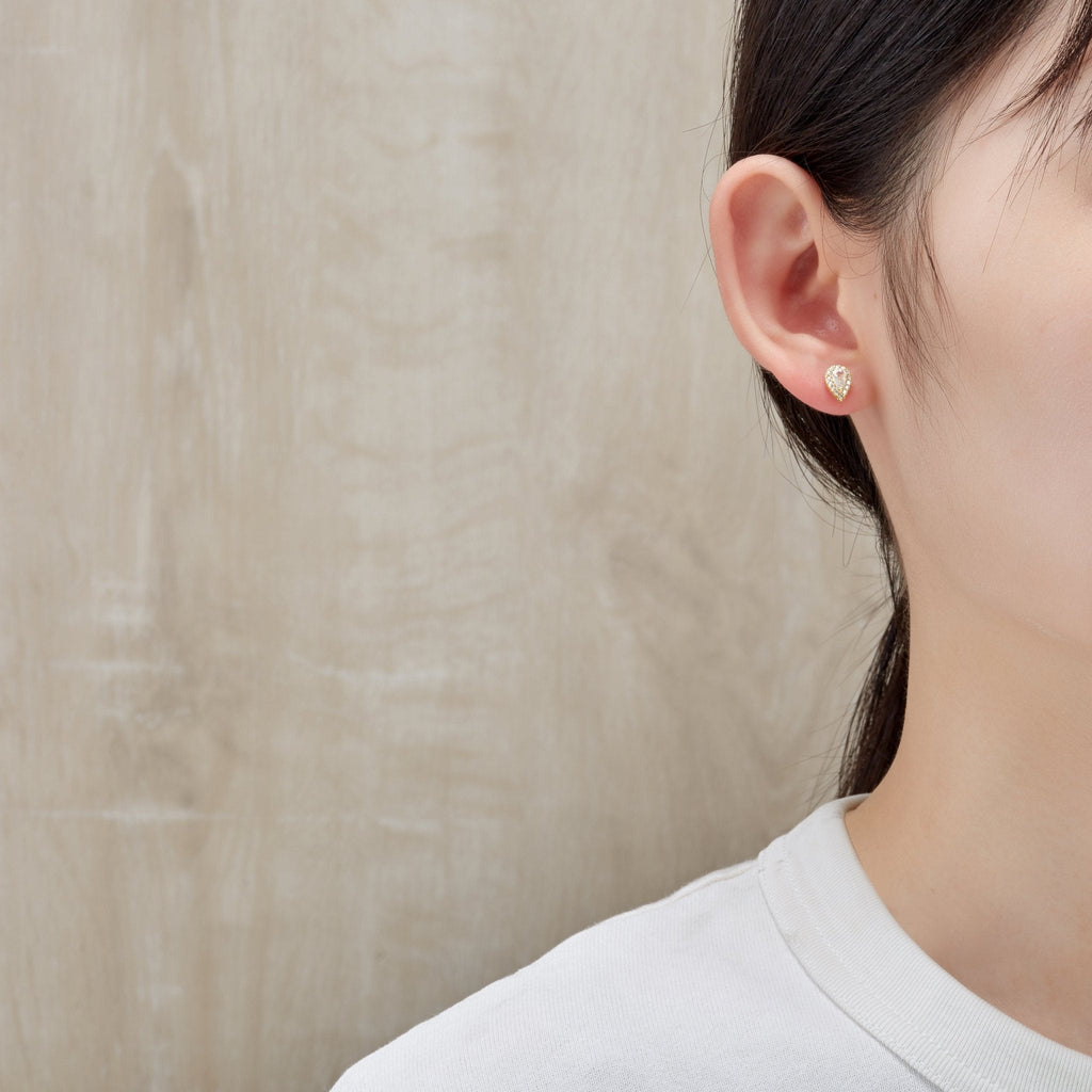 18k Gold Plated Pear Halo Earrings Created with Zircondia® Crystals