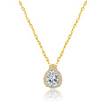18k Gold Plated Pear Halo Necklace Created with Zircondia® Crystals