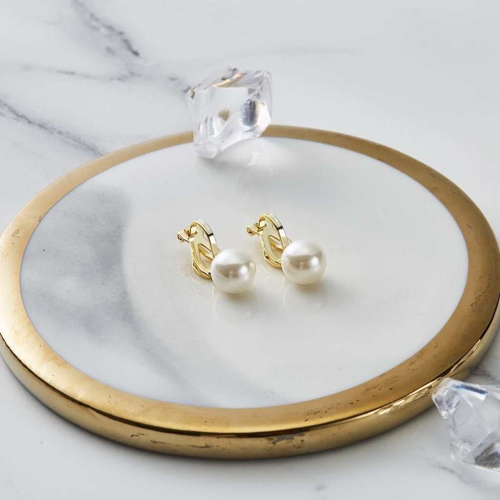 18k Gold Plated Pearl Clip On Earrings