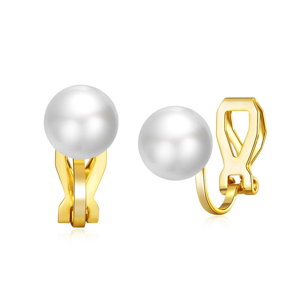 18k Gold Plated Pearl Clip On Earrings