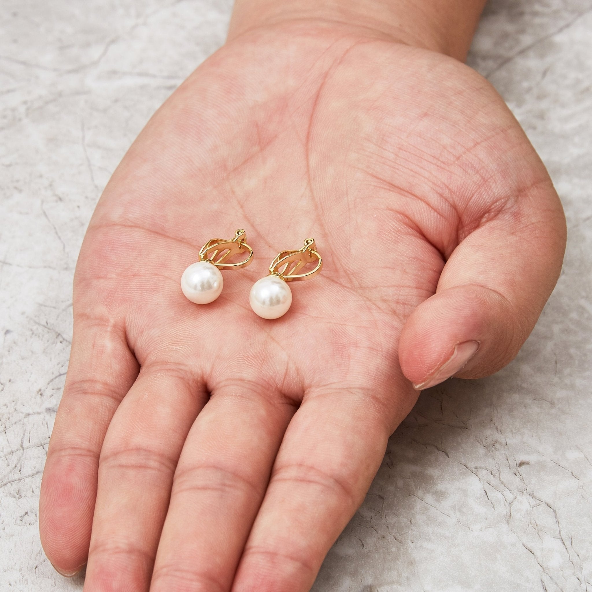 18k Gold Plated Pearl Clip On Earrings