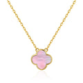 18k Gold Plated Pink Mother of Pearl Gemstone Clover Necklace