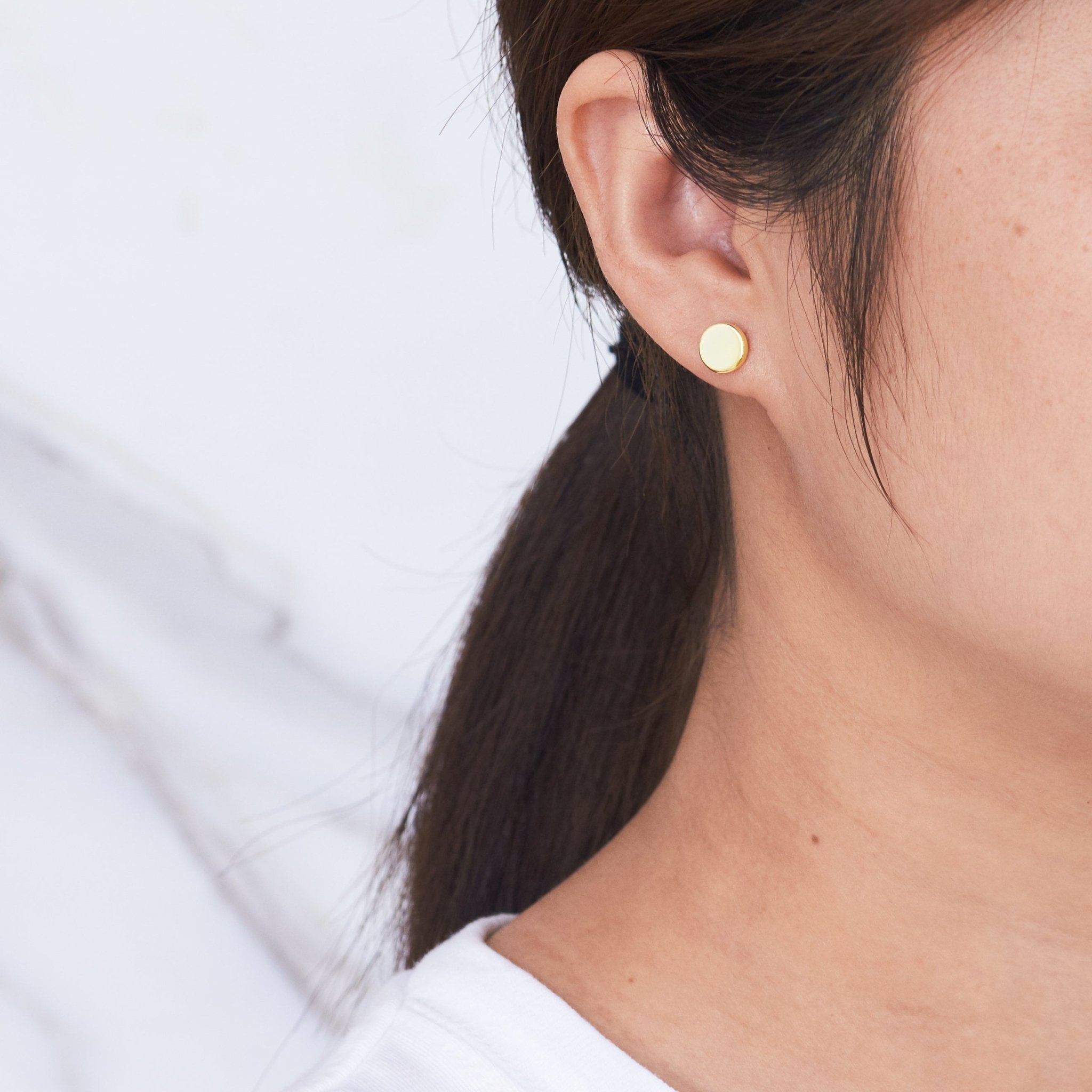 18k Gold Plated Round Dot Stud Earrings
